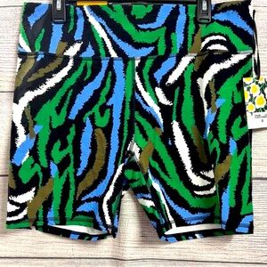 Diane Von Furstenburg Multi Colored Zebra Print Biker Short. Sz XXL. 7in inseam